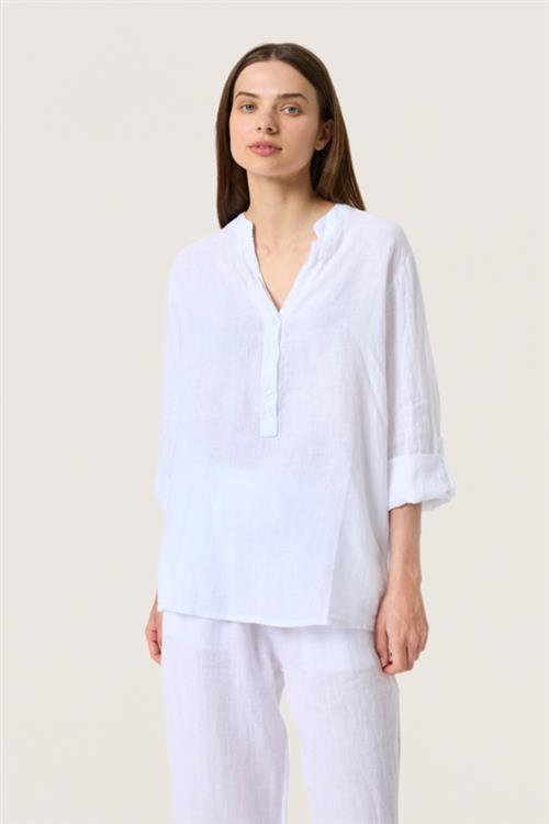 Se Soaked in Luxury Slauran Shirt 100% Linen Kvinde Whisper White Hørskjorter Regular Fit Str S/M - hos Magasin ved Magasin