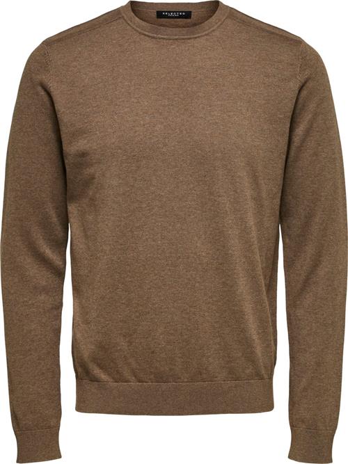 Selected Homme Slhberg Crew Neck B Noos Mand Teak/melange Sweaters Str L - hos Magasin