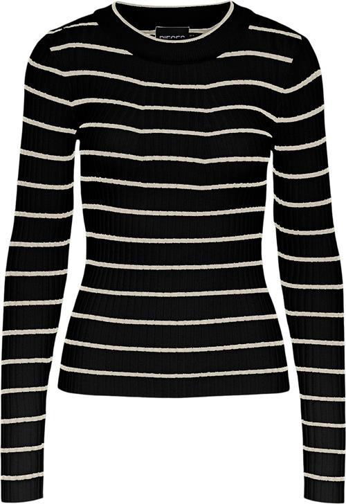 Se Pieces Pccrista LS Oneck Knit Noos BC Kvinde Black/birch Narrow Sweaters Str L - hos Magasin ved Magasin