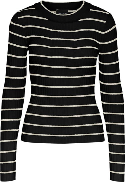 Se Pieces Pccrista LS Oneck Knit Noos BC Kvinde Black/birch Narrow Sweaters Str XL - hos Magasin ved Magasin