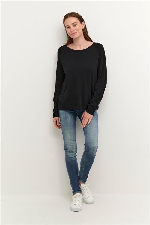 Culture Cuannemarie Solid Jumper Kvinde Black Langærmede Bluser Str S - hos Magasin