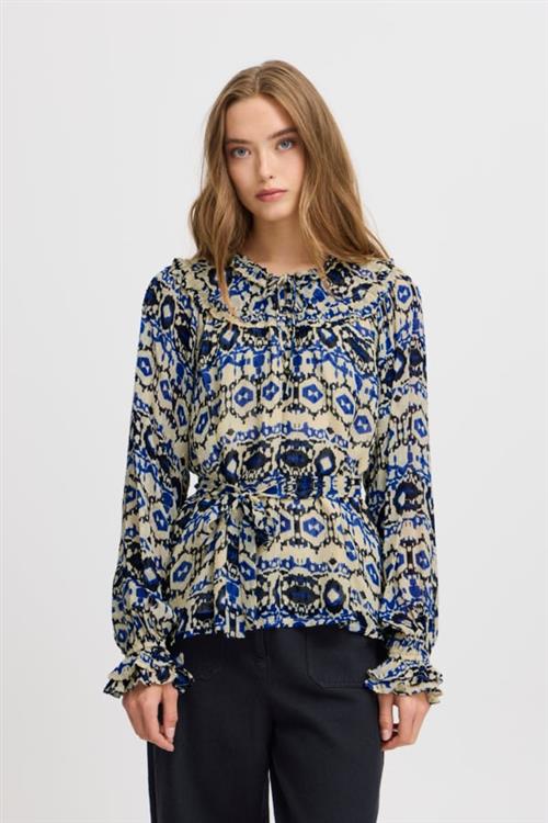 Atelier Rêve Irmarla LS Kvinde Marla Ikat Print Langærmede Bluser Loose Fit Str 36 - hos Magasin