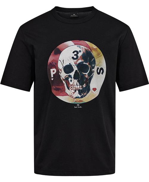 PS Paul Smith Mens SS Tshirt Skull Mand Sort Kortærmede T-shirts Str S - Bomuld hos Magasin