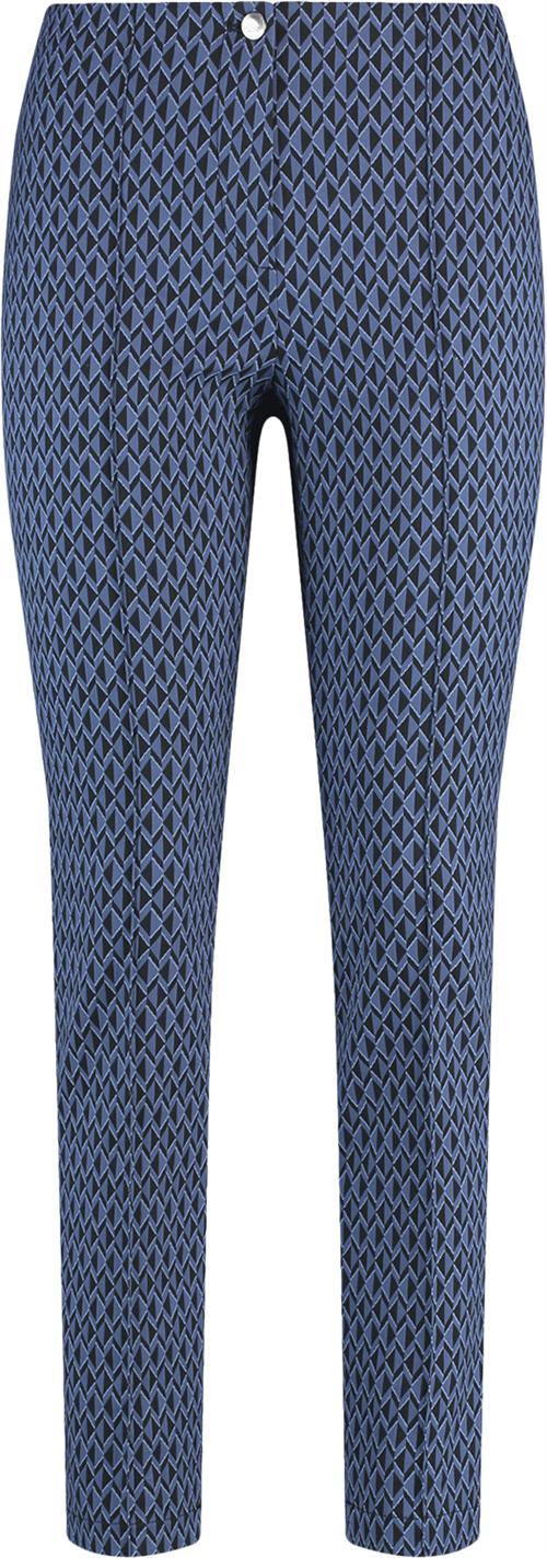 Gerry Weber Pant Leisure Cropped Kvinde Blue/black Small Graf. Jacq. Bukser Med Smalle Ben Str 42R - hos Magasin