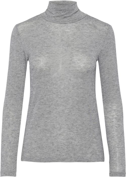 YAS Yaswoola LS High Neck TOP Noos Kvinde Medium Grey Melange Toppe Str XS - hos Magasin