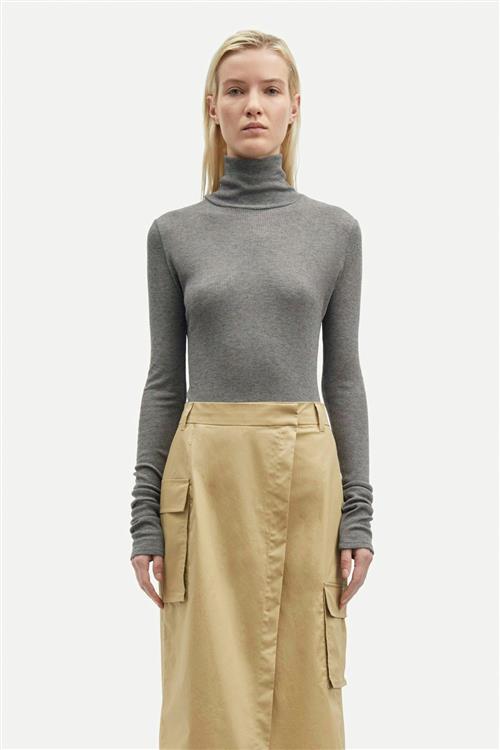 Samsøe Samsøe Sasonnet ls Tneck 15338 Kvinde Mid Grey Mel. Toppe Str M - hos Magasin