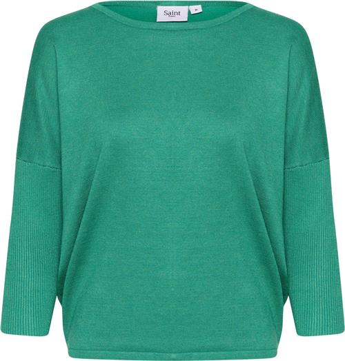 Saint Tropez A2561, Milasz Rneck Pullover Kvinde Emerald Melange Sweaters Casual Fit Str L - hos Magasin