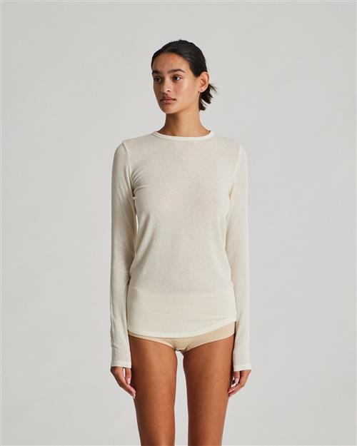 Gai&Lisva Thyra L/S Wool Top Kvinde Off White Langærmede T-shirts Str M - Uld hos Magasin