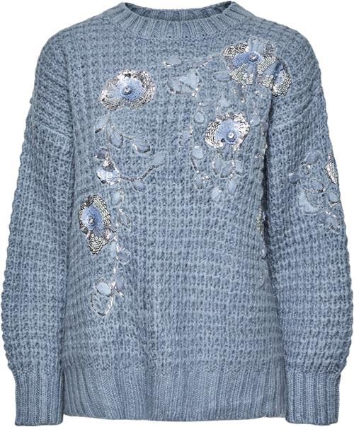 Se YAS Yasfinda LS Knit Pullover Kvinde Dusty Blue Sweaters Str S - hos Magasin ved Magasin