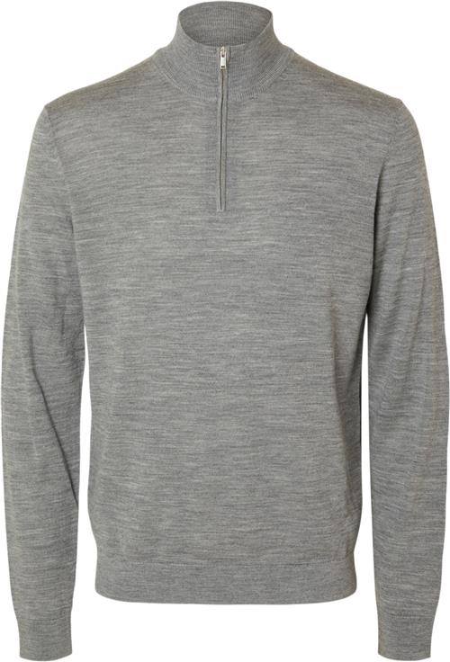 Selected Homme Slhtray LS Knit Merino Half ZIP NOO Mand Grå Sweatshirts Str S Merino - hos Magasin