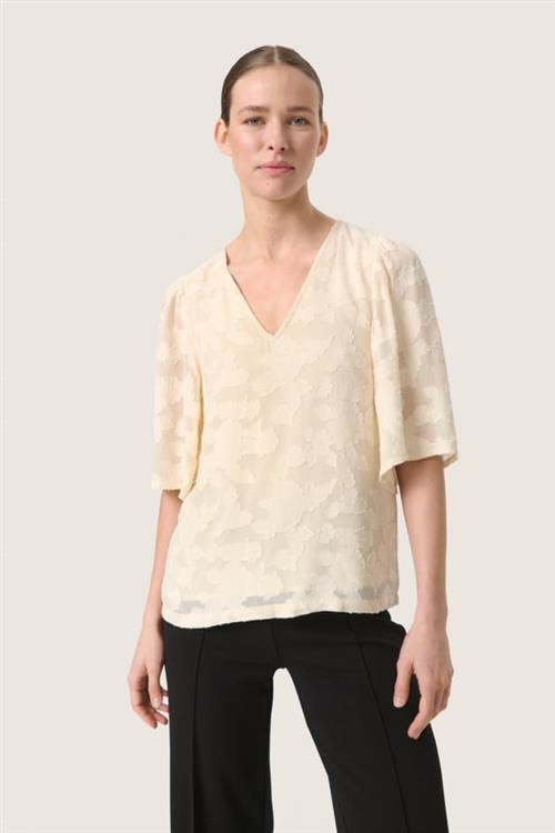 Soaked in Luxury Slfelisia Top Kvinde Sandshell Kortærmede Bluser Regular Fit Str L - hos Magasin