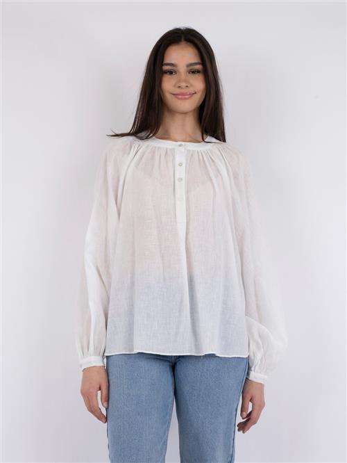 Neo Noir Kirsty Solid Blouse Kvinde White Langærmede Bluser Str 42 - hos Magasin