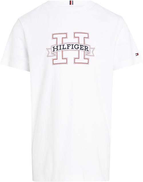 Tommy Hilfiger H Print Regular TEE SS Str 4 år / 104 cm - White Kortærmede T-shirts hos Magasin