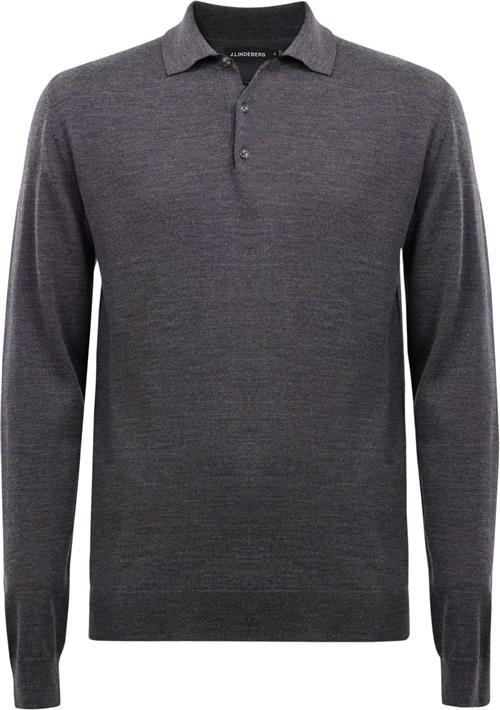 J. Lindeberg Noel Light Merino Polo Shirt Mand Dark Grey Melange Langærmede Poloer Str L Merino - hos Magasin