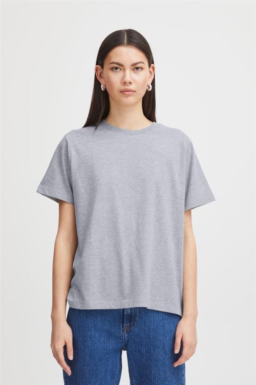 Se ICHI Ihpalmer Loose SS Kvinde Grey Melange Kortærmede T-shirts Loose Fit Str M - hos Magasin ved Magasin