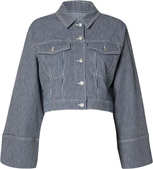 Selected Femme Slfmyra LS Stripe Short Denim Jacke Kvinde Blå Denimjakker Str 40 Denim - hos Magasin