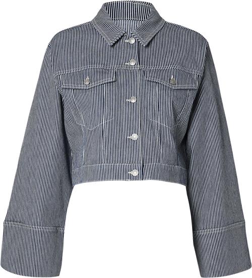 Selected Femme Slfmyra LS Stripe Short Denim Jacke Kvinde Blå Denimjakker Str 38 Denim - hos Magasin