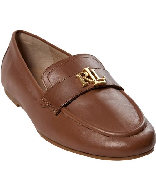 Lauren Ralph Lauren Burnished Calfaveri Iii-fl-lfr Kvinde Deep Saddle Tan Loafers Str 38 - hos Magasin