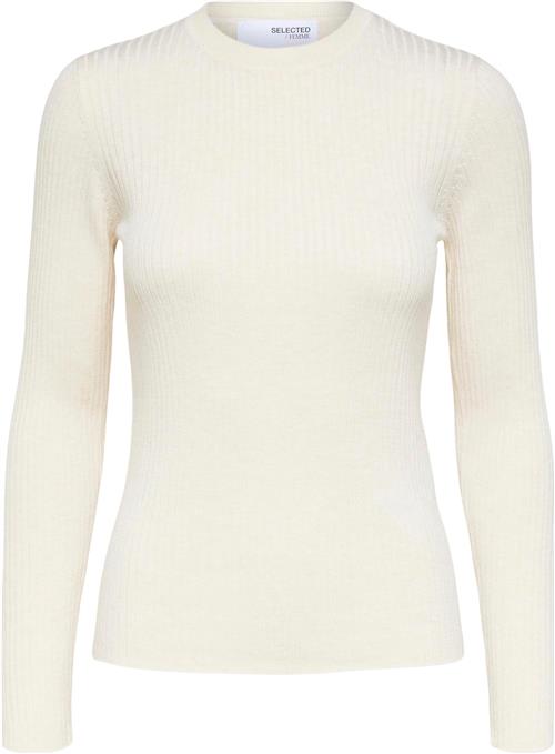 Se Selected Femme Slflydia NEW RIB LS Knit Oneck B Kvinde Birch/melange Sweaters Str S - hos Magasin ved Magasin