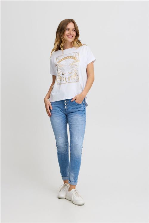 Se Sorbet Sbrockstar TEE 2 Kvinde Snow White / Gold Kortærmede T-shirts Str L/XL - hos Magasin ved Magasin