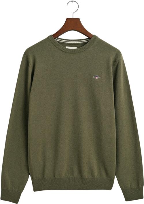 Se Gant Superfine Lambswool Cneck Mand Juniper Green Sweaters Str XL - hos Magasin ved Magasin