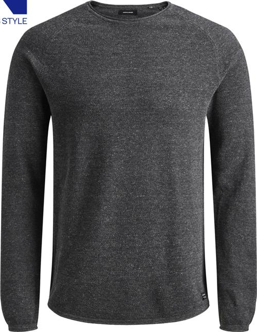 Jack & Jones Jjehill Knit Crew Neck Noos Mand Dark Grey Melange Sweaters Str S - hos Magasin