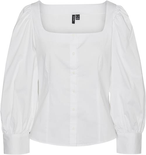 Vero Moda Vmfrida LS TOP WVN GA Kvinde Snow White Toppe Regular Fit Str L - hos Magasin