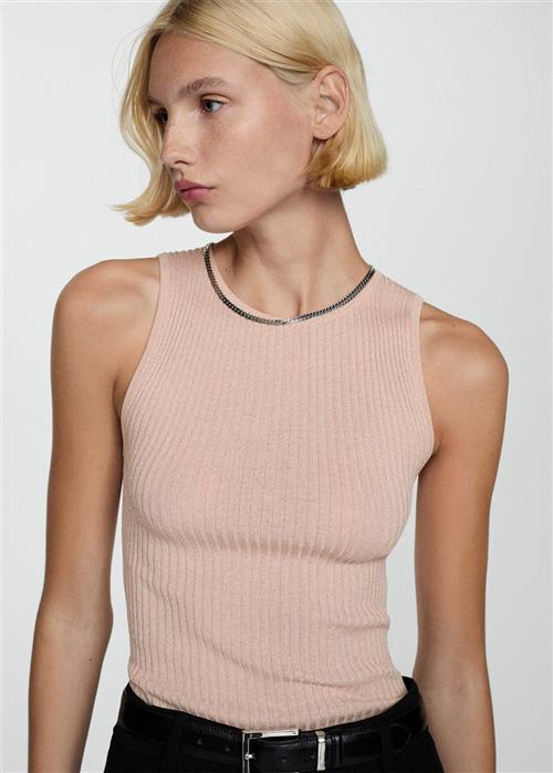 MANGO Ribbed Knit top Kvinde Lt-pastel Pink Tanktoppe Str M - hos Magasin