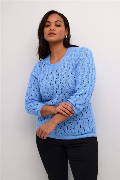 Kaffe Curve Kclana Knit Pullover Kvinde Vista Blue Sweaters Str L - hos Magasin