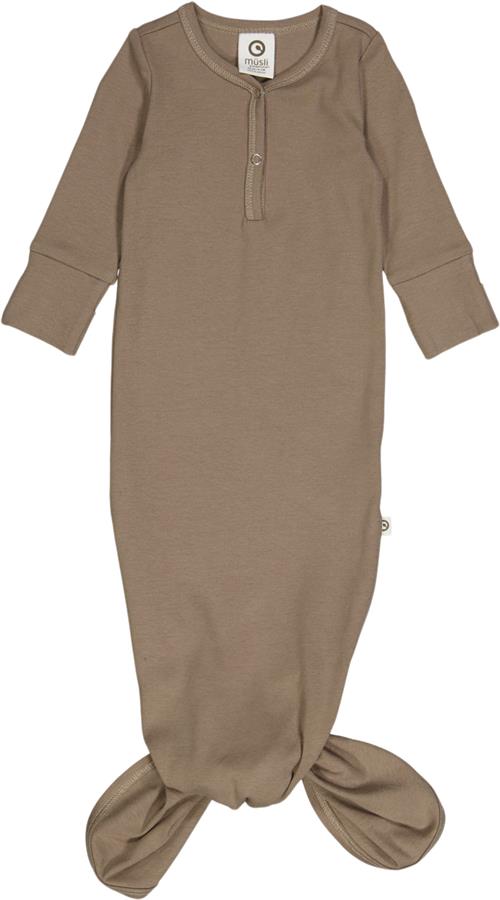 Se Müsli by Green Cotton Rib l/s Knot Gown Str 44 - Walnut Heldragter Bomuld hos Magasin ved Magasin