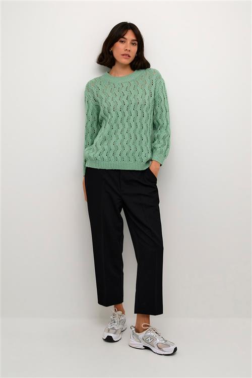 Se Kaffe Kalena Knit Pullover Kvinde Granite Green Sweaters Str XS - hos Magasin ved Magasin