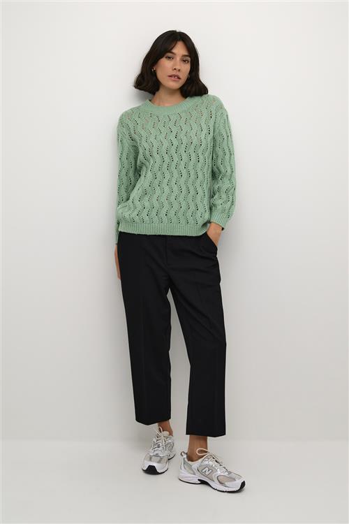 Se Kaffe Kalena Knit Pullover Kvinde Granite Green Sweaters Str XXL - hos Magasin ved Magasin