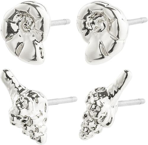 Pilgrim Force Recycled Earrings, 2in-1 set, Silver-plated one size - Ørestikker hos Magasin