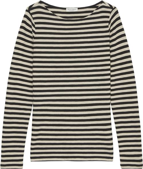 Marc O’Polo Tshirt, Long Sleeve, Boat Neck, st Kvinde Multi/ Black Langærmede T-shirts Str S - hos Magasin