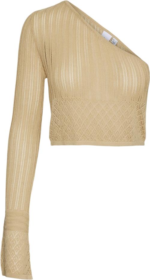 Something New Snrayee OFF Shoulder Knit Crop TOP Kvinde Marzipan Sweaters Str M - hos Magasin