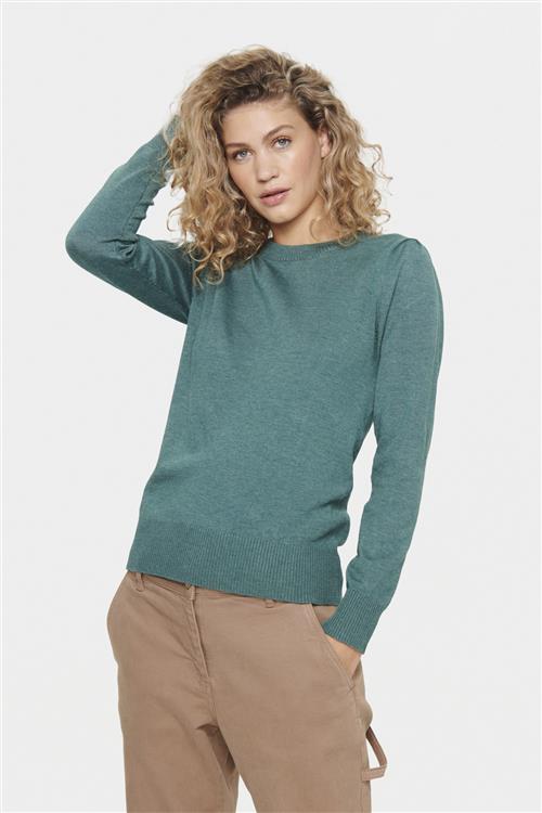 Se Saint Tropez Milasz Pullover Kvinde Sagebrush Green Melange Sweaters Regular Fit Str S - hos Magasin ved Magasin