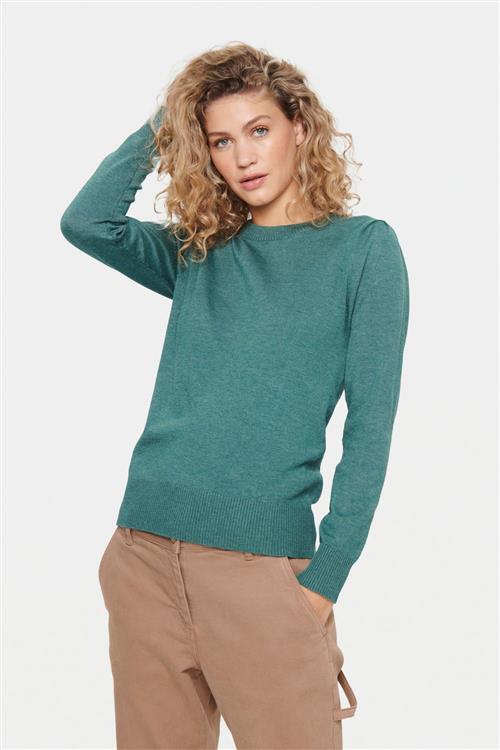 Saint Tropez Milasz Pullover Kvinde Sagebrush Green Melange Sweaters Regular Fit Str XXL - hos Magasin