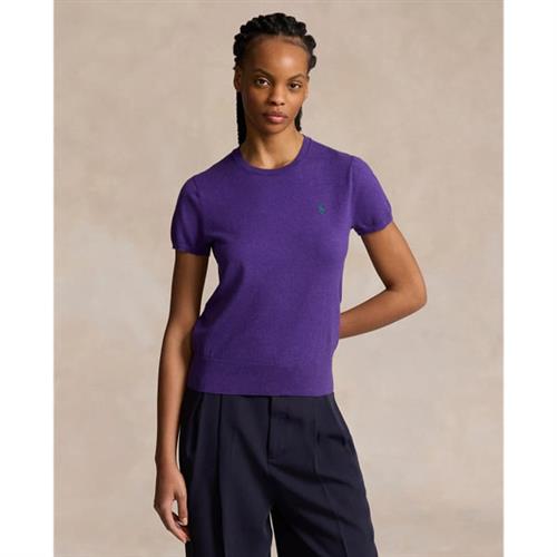 Se Polo Ralph Lauren 2/50 Pima Cottonssl-plo Kvinde Morgan Purple Heather Kortærmet Strik Str L - hos Magasin ved Magasin