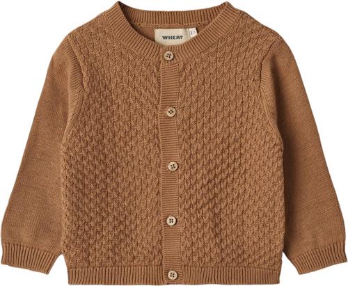 Wheat Strik Cardigan Bjørn Str 2 år / 92 cm - Caramel Toppe Bomuld hos Magasin