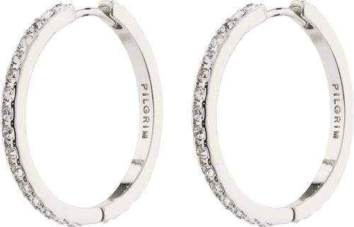 Se Pilgrim Ebna Maxi Crystal Hoops Silverplated One size - Creoler hos Magasin ved Magasin