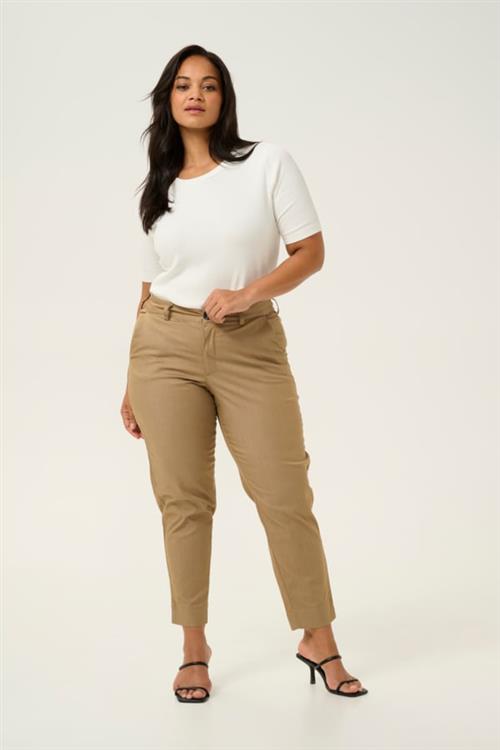 Kaffe Curve Kcleana Chino 7/8 Pants Kvinde Petrified Oak Bukser Med Smalle Ben Str 46 - hos Magasin