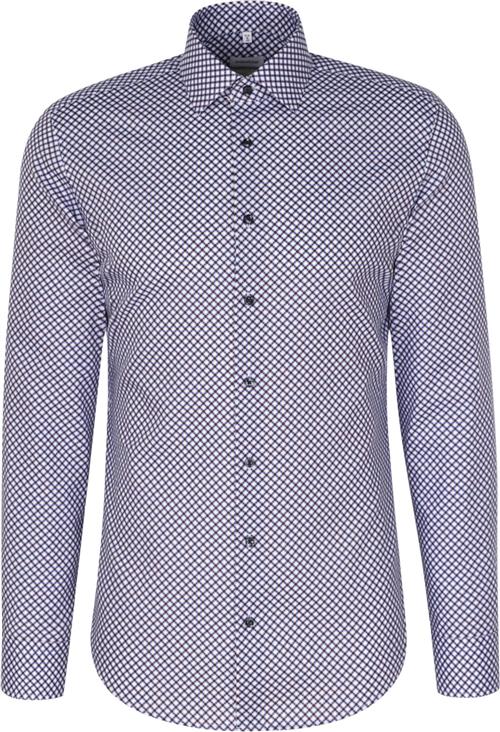 Seidensticker Business Shirt Slim Long Sleeve Kentcollar Print Mand Brown Langærmede Skjorter Slim Fit Str 40 - Bomuld hos Magasin