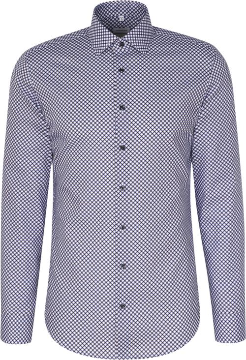 Seidensticker Business Shirt Slim Long Sleeve Kentcollar Print Mand Brown Langærmede Skjorter Slim Fit Str 45 - Bomuld hos Magasin