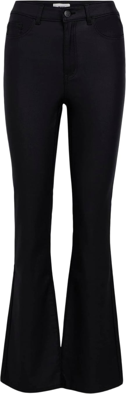 Se Object Objbelle Coated MW Flared Pant DIV Kvinde Black Bukser Str M - hos Magasin ved Magasin