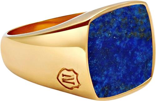 Se Nialaya Men's Gold Plated Signet Ring With Blue Lapis 9 - Ringe hos Magasin ved Magasin