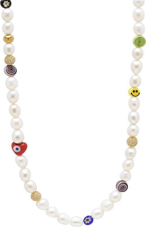 Nialaya Men's Long Smiley Face Pearl Necklace With Assorted Beads 35 - Halskæder hos Magasin