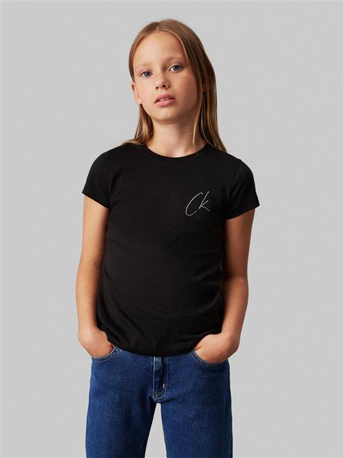 Calvin Klein CK Signage Slim SS Tshirt Str 12 - Ck Black Kortærmede T-shirts hos Magasin