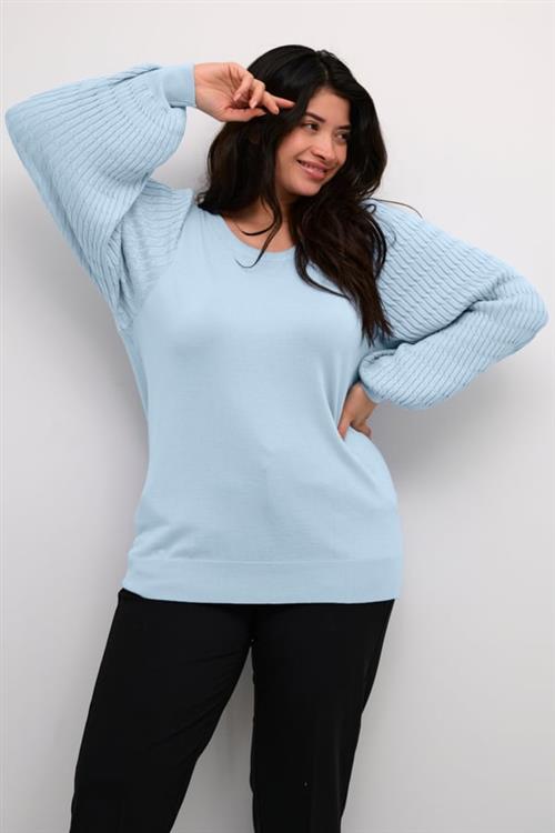 Kaffe Curve Kclini Knit Pullover Kvinde Celestial Blue Sweaters Str L - hos Magasin