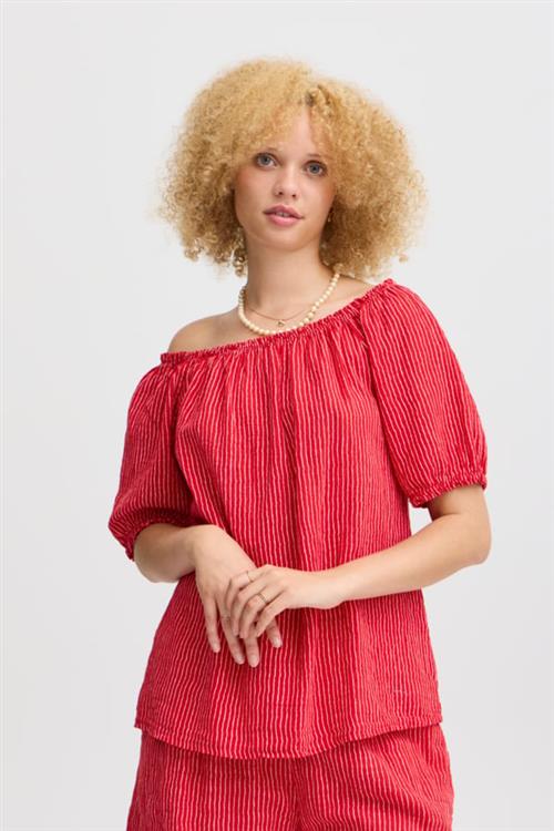 Sorbet Sbalexa Stribe SS TOP Kvinde Ribbon Red Kortærmede Bluser Str XL - hos Magasin