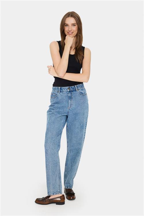 Se Saint Tropez Gabisz Denim Pants Kvinde Lyseblå Straight Jeans Regular Fit Str L Denim - hos Magasin ved Magasin